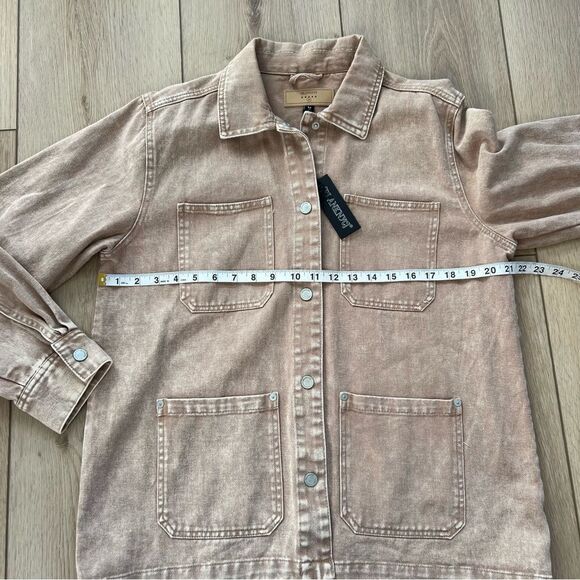 Blank NYC NWT Garment Dye Acid Wash Twill Shirt Jacket in Stoned Size Medium - Picture 12 of 13